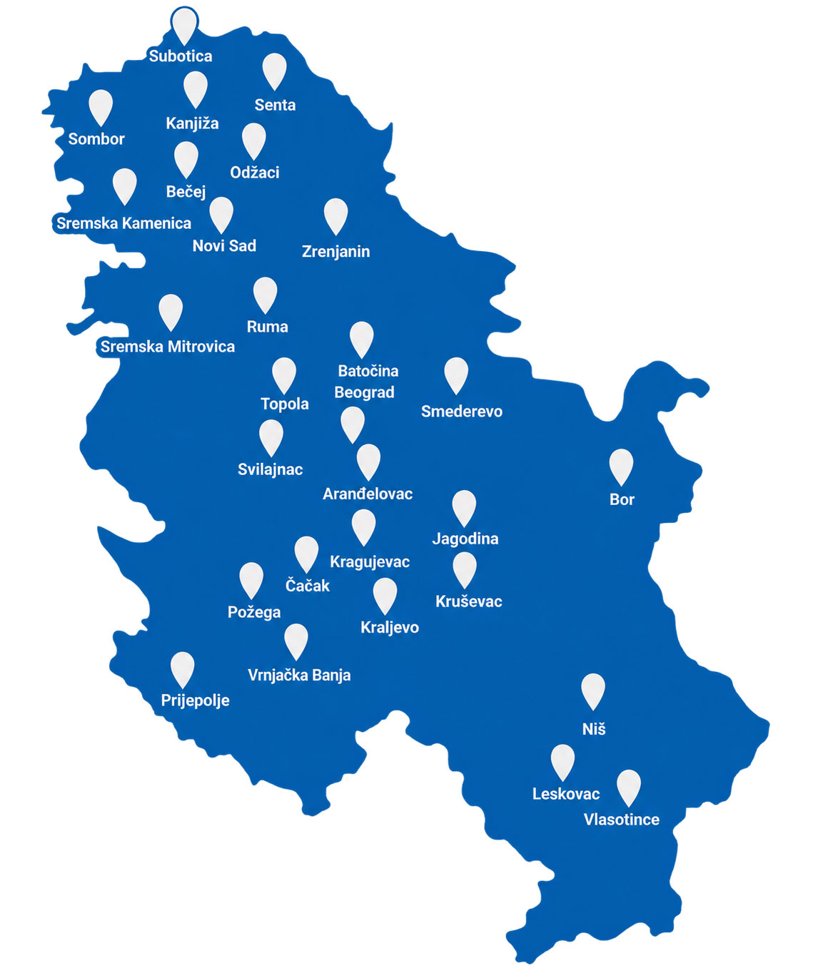 Gradovi u Srbiji gde smo držali in-house obuke (i još 10+ gradova van Srbije)